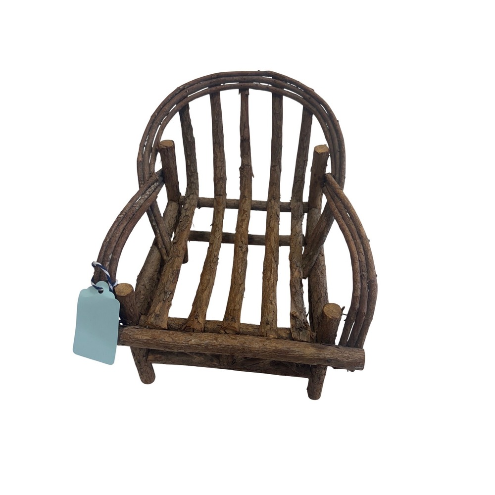 Rustic Miniature Twig Bench Natural Wood Adirondack Fairy Garden Decor Brown